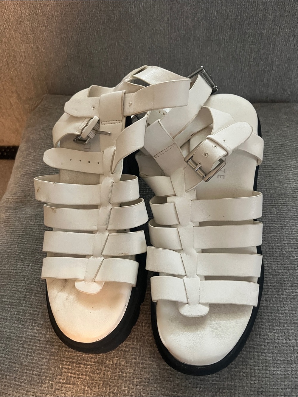 Altar'd State White Strappy Gladiator Sandals with Buckle